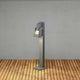 Potenza LED Pollerleuchte auf Holzterrasse mit H-Power LED-Beleuchtung in modernem Design.