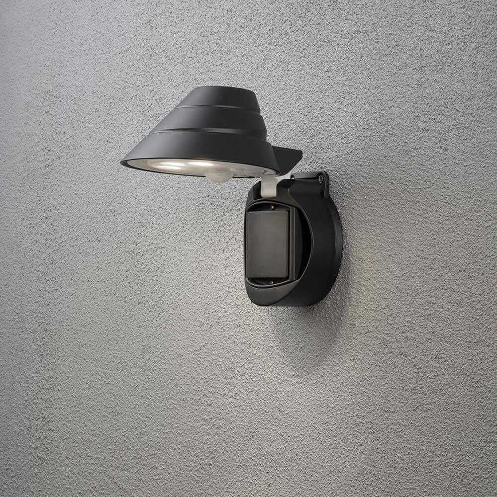 Prato Batterie LED Wandstrahler mit Sensor schwenkbar Schwarz