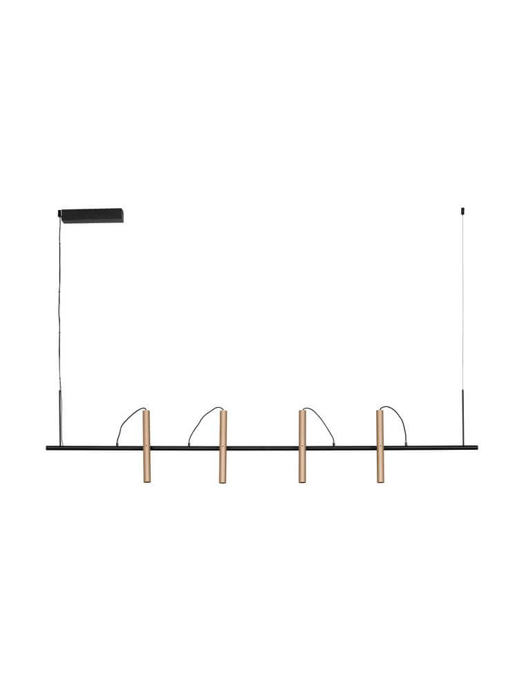 Prato Pendelleuchte 3000K Schwarz, Braun - elegante Deckenleuchte mit schwarzem und braunem Design.