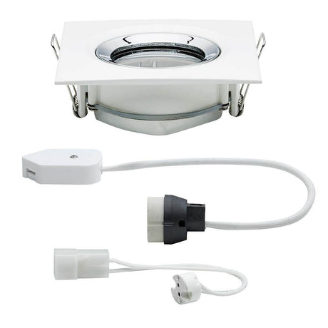 Premium EBL Nova IP65 corner max1x35W GU10 GU5,3 white-chrome recessed spotlight with accessories