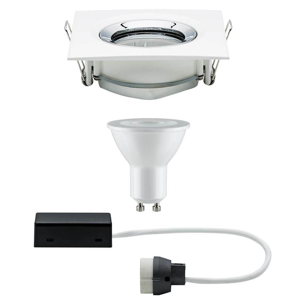 Premium EBL Set Nova IP65 eck LED 1x7W GU10 Ws matt-Chrom Alu Zi