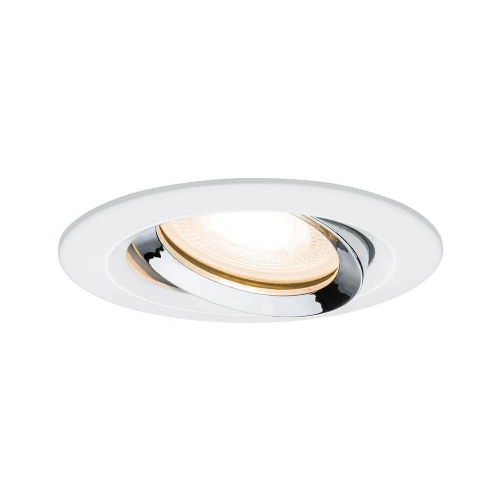 Premium EBL Set Nova IP65 schwenkbar LED 1x7W GU10 Ws matt-Chrom Alu Einbaustrahler mit modernem Design.