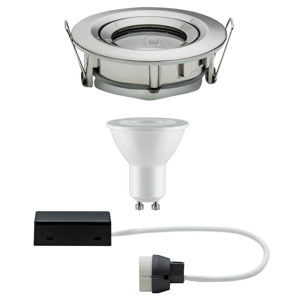Premium EBL Set Nova IP65 schwenkbar LED 1x7W GU10 mit Einbaustrahler und LED-Leuchtmittel.