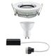 Premium EBL Set Nova IP65 schwenkbar LED 1x7W GU10 Ws matt-Chrom Alu, bestehend aus Einbaustrahler und LED-Leuchtmittel.