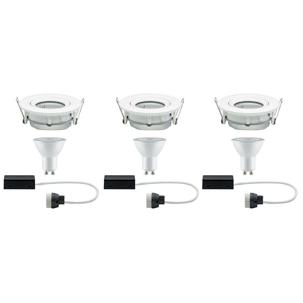 Premium EBL Set Nova IP65 schwenkbar LED 3x7W GU10 Weiß - Einbaustrahler Set mit LED-Leuchtmitteln und Montagezubehör.