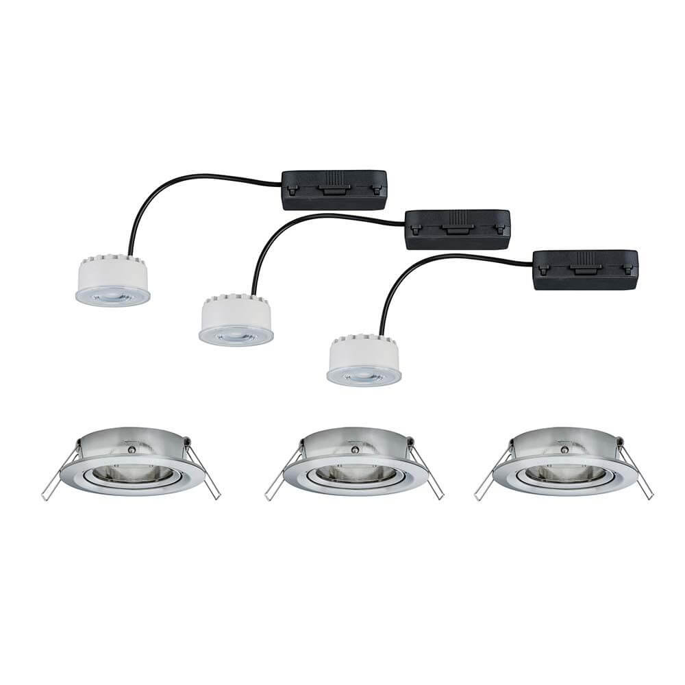 Premium EBL Set Reflector Coin rd schwb. Dimmbar LED 3x6,8W Alu Einbaustrahler mit gerichtetem Licht.