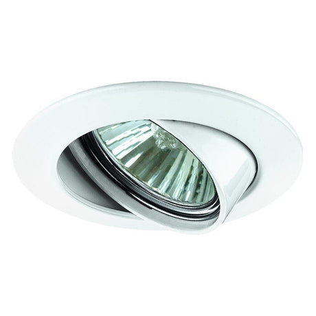 Premium EBL drejelig max. 50W GU10 Hvid - højkvalitets halogen-indbygningslygte med drejeligt design.