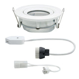 Premium EBS Nova IP65 schwenkbarer Einbaustrahler in Weiß, ideal für Feuchträume mit modernen Leuchtmitteloptionen.