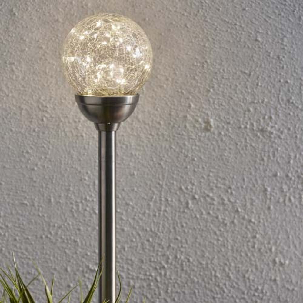 Brochette solaire à LED premium en verre réel de 45 cm en verre