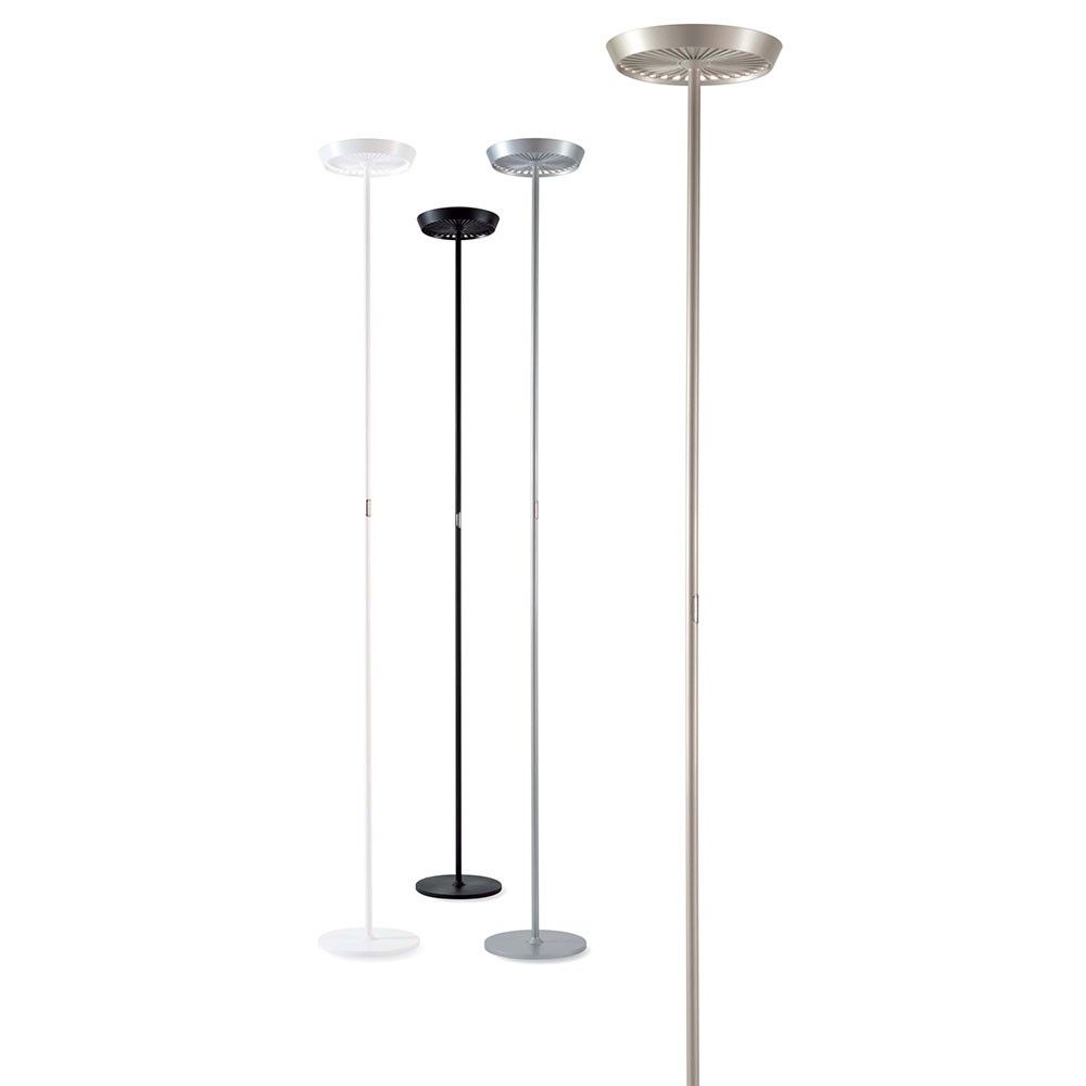Rotaliana Prince Dimmbar LED-Stehleuchte in Silber, Schwarz und Weiß, 4850lm Helligkeit.