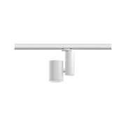 ProRail3 LED track spotlight Zeuz 9° dimmable white mounted on a track system in white.