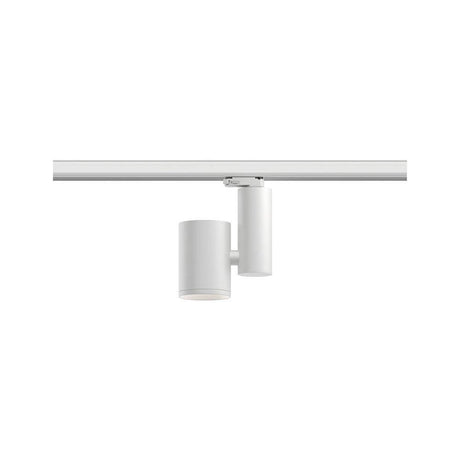 ProRail3 LED track spotlight Zeuz 9° dimmable white mounted on a track system in white.
