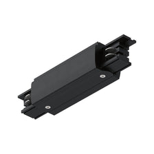 ProRail3 Einspeisung Mitte Schwarz auf einer Montagefläche für Lichtinstallationen.