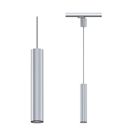 ProRail3 pendant light Artemons Dimmable Silver with cylindrical all-aluminum design and fabric cable.