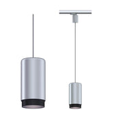 ProRail3 Pendelleuchte Corus Silber: elegante Aluminium-Pendelleuchte mit Stoffkabel für hohe Räume, Tische und Tresen