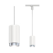 ProRail3 Pendelleuchte Corus Weiß, elegante Aluminium-Pendelleuchte mit Stoffkabel für hohe Räume