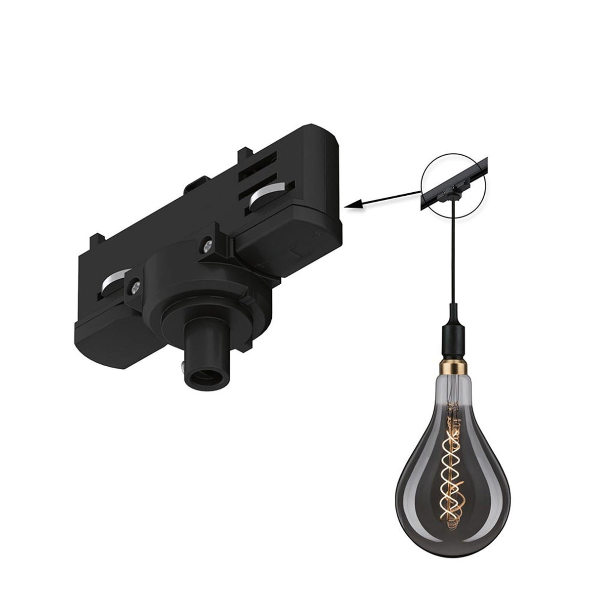 ProRail3 Pendelleuchteadapter Universal Schwarz