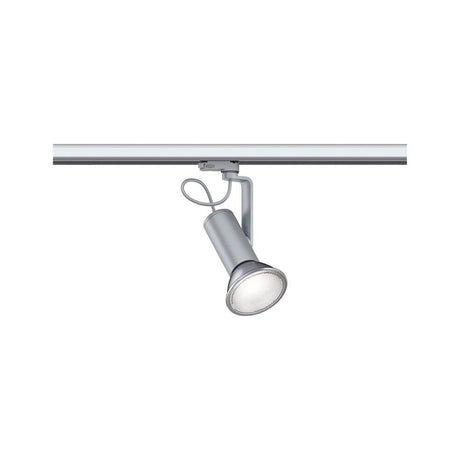 ProRail3 track spotlight Apol II dimmable chrome mounted on a track, ideal for illuminating objects.