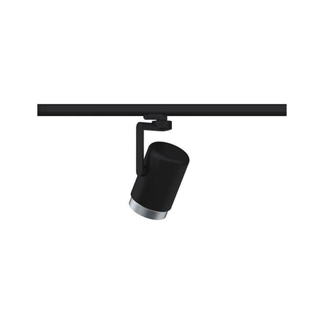 ProRail3 track spotlight Asthene Dimmable Black mounted on a track, modern design in black.