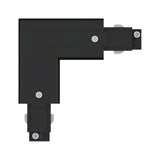 Schwarzes ProRail3 L-Stück Verbinder für flexible 3-Phasen-Schienensysteme in Verkaufsräumen und Gastronomien.