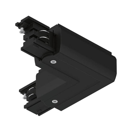 ProRail3 connector L-piece interior black for L-installations with a flexible 3-circuit track lighting system.