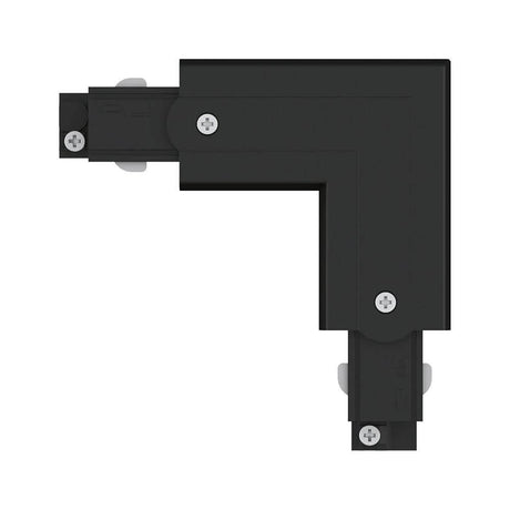 ProRail3 connector L-piece interior black for L-installations in a 3-circuit track lighting system.