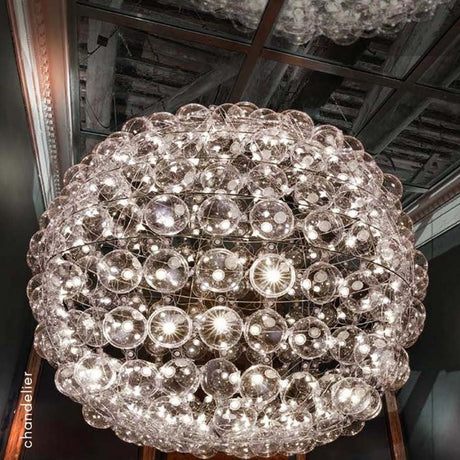 Gigastar Design-Kronleuchter 180cm aus 378 Bubbles®-Modulen, leichter und eleganter Kronleuchter mit Edelstahlrahmen.