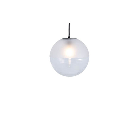 Pulpo LED Hängeleuchte Stellar Small Ø 23cm mit trüber Transparentfolie und geformter Glaskugel.