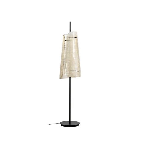 Pulpo LED Bent Two Glass floor lamp with a chic glass design on a black frame.