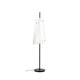 Pulpo LED Stehlampe Bent mit transparentem Glasdesign und schlichtem Rahmen, elegant und skulptural.