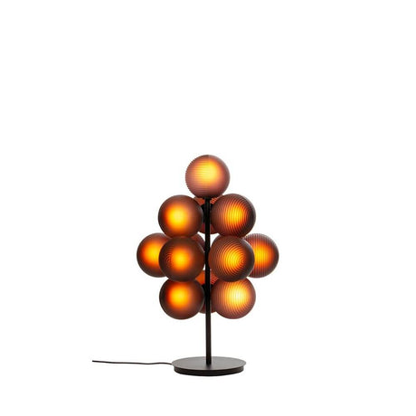 Pulpo LED table lamp Stellar Grape Small 13-light on a black base, with 13 elegant matte glass spheres.