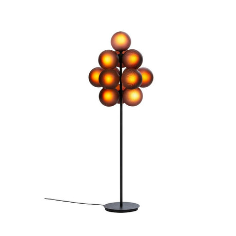 Pulpo LED floor lamp Stellar Grape Big, 13-light, with 13 globes in an elegant design on a black base.