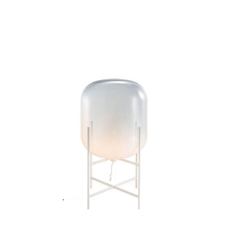 Pulpo LED Oda Medium table lamp Ø 45cm H 85cm with a slender base and bulbous shape in transparent glass.
