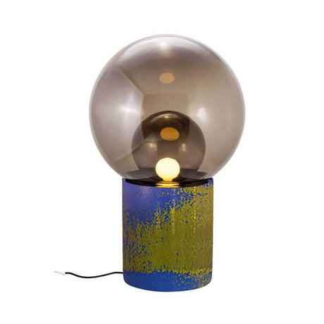 Pulpo LED table lamp Boule High Ø 52cm with hand-blown spherical glass and a colorful porcelain base.
