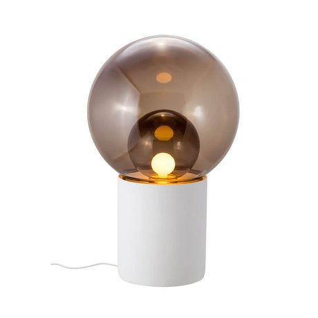Pulpo LED table lamp Boule High Ø 52cm with a frosted porcelain base and hand-blown spherical glass.