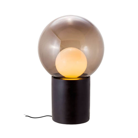 Pulpo LED table lamp Boule High Ø 52cm with a matte porcelain base and hand-blown spherical glass.
