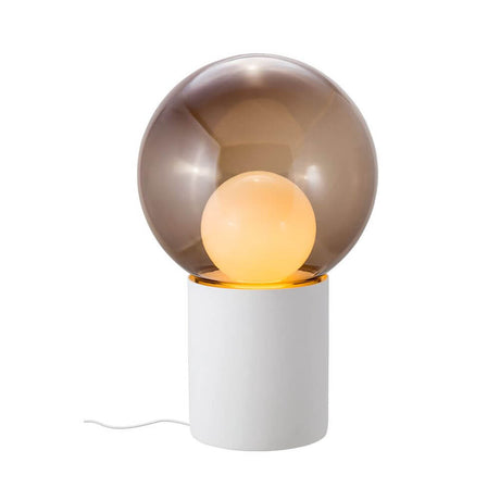 Pulpo LED table lamp Boule High Ø 52cm with matt-glazed porcelain and hand-blown spherical glass.