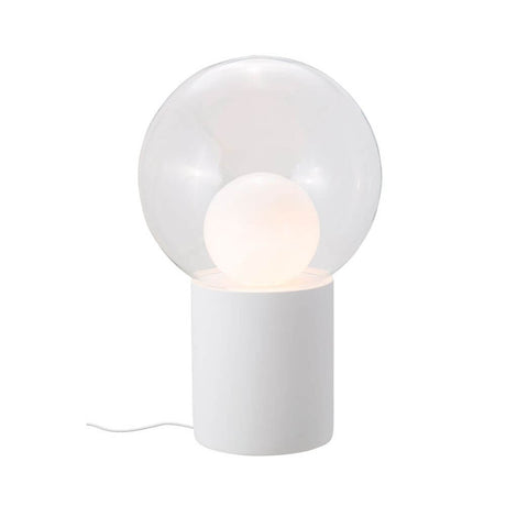 Pulpo LED table lamp Boule High Ø 52cm with a spherical glass shade and a matte white porcelain base.