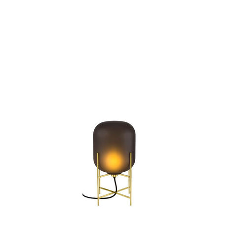 Pulpo LED table lamp Oda Small Ø 24cm H 45cm on a gold-colored frame with soft light.