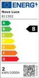 Energieeffizienzetikett für Nova Luce 811502 mit Bewertung B und Verbrauch von 2 kWh/1000h.