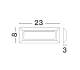 Technische Zeichnung der Pulsar LED Außenwandleuchte mit Abmessungen 23x8x3 cm in Dunkelgrau.