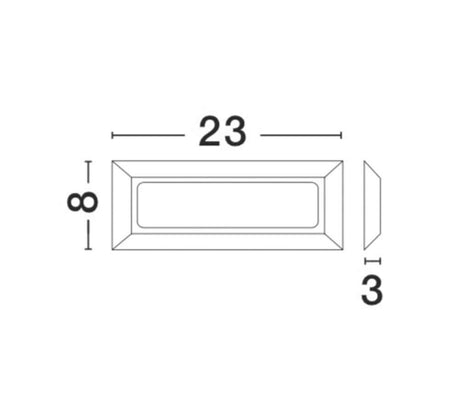 Pulsar LED rectangular outdoor wall light beam angle 62° dark grey IP54 technical drawing with dimensions.