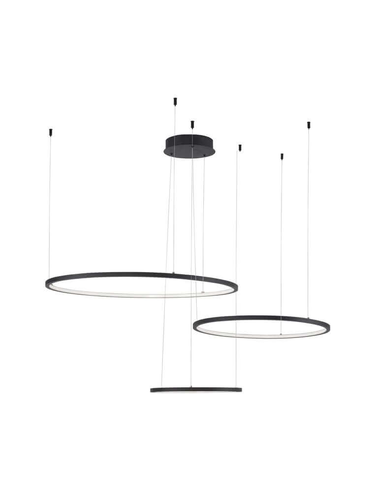 Moderne 3-flammige Pendelleuchte in Ring-Design, purpurfarbige LED-Lampe mit gleichmäßiger Beleuchtung.