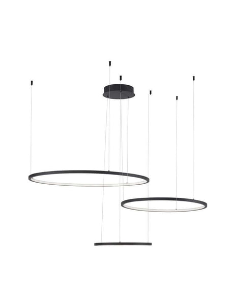 Purple LED 3-light pendant light Ø 130 cm 3000K with modern rings in a stylish design.