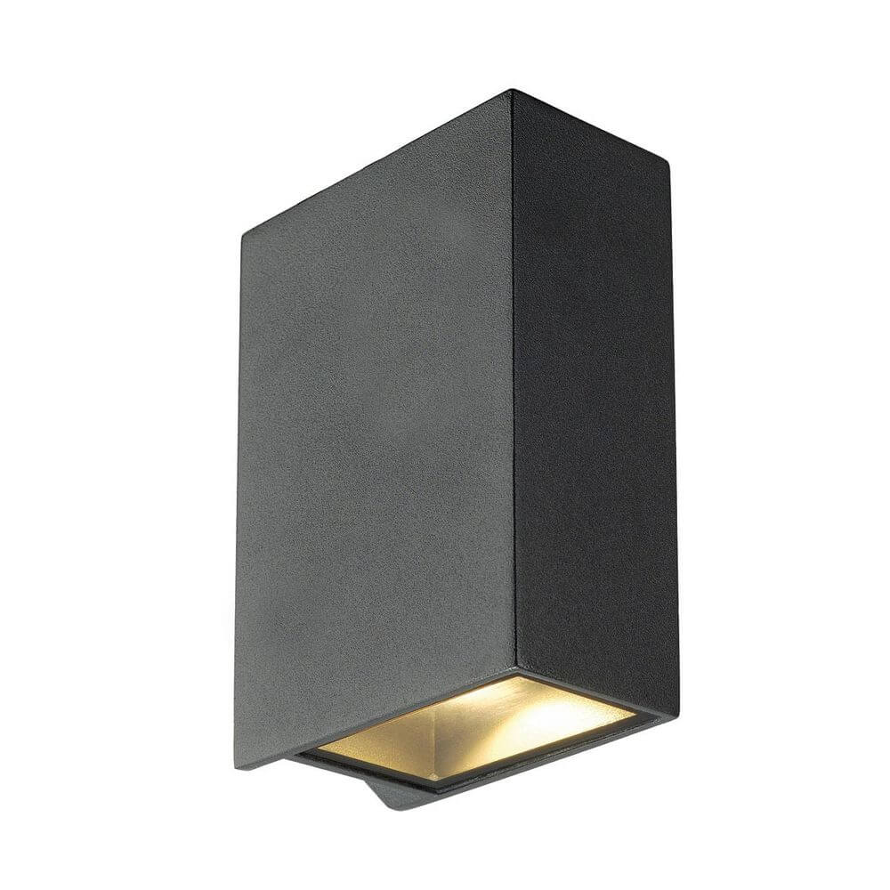 QUAD 2 XL Wandleuchte eckig anthrazit LED 2x3,2W 3000K up-down in modernem Design für den Außenbereich.