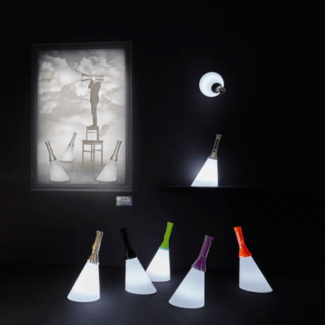 Flash battery LED table lamp with remote control in a modern lighting installation.