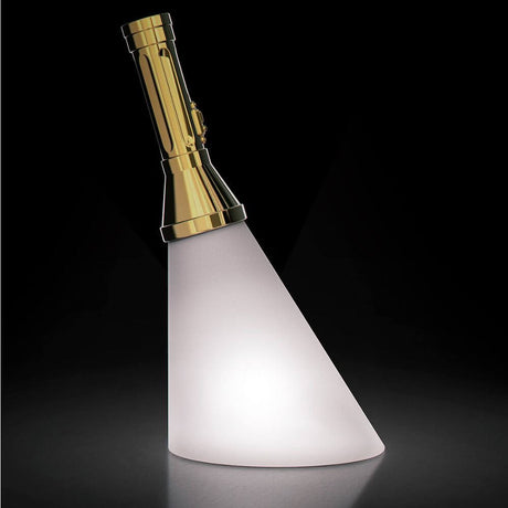 Flash metal rechargeable table lamp with remote control shines elegantly in the dark.