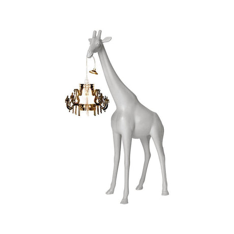 Giraffe in Love XS floor lamp 100cm with chandelier in its mouth, playful design by qeeboo.