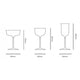 Maßzeichnung für die Goblets Tischleuchte transparent mit Abmessungen in Millimetern.