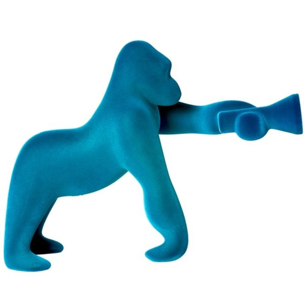 Kong XS Samt Tischlampe Gorilla in Blau, kreative Tischlampe mit verstellbarem Arm für das Wohnzimmer.